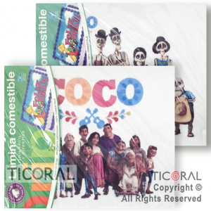 LAMINA COMESTIBLE COCO VARIOS MODELOS PARA TORTAS 27CM x 21CM x 1